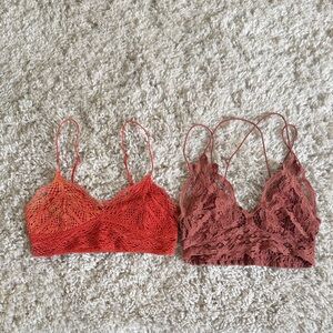 Two Free people Lace Bralettes
